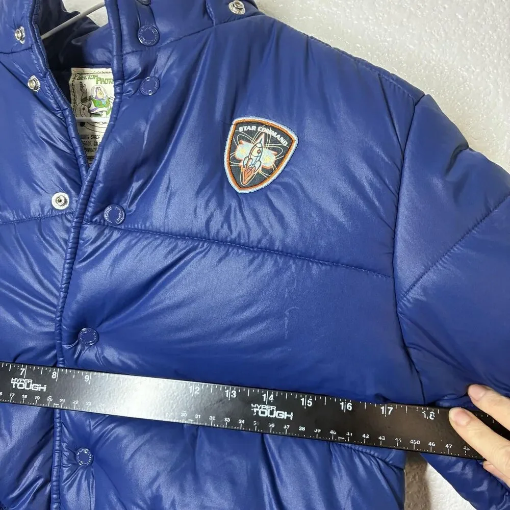 Buzz Lightyear Toy Story Disney Store Jacket Kids 7/8 Blue Puffer Hooded Winter